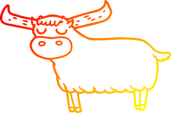 Bir insan tarafından çizilmiş bir boğanın sıcak çizgi çizimi