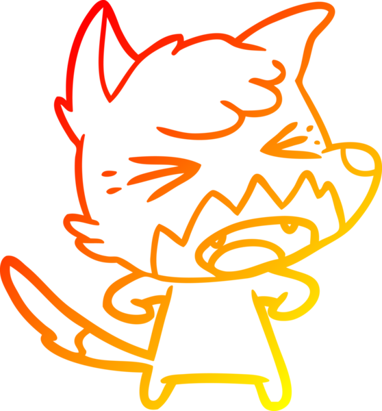 Bir insan tarafından çizilmiş kızgın bir tilkinin sıcak çizgi çizimi