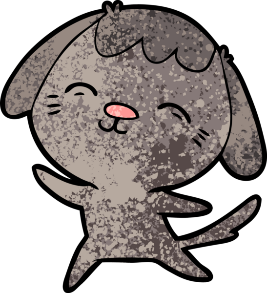 Bir insan tarafından çizilmiş mutlu çizgi film köpeği.