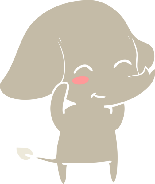 Bir insan tarafından çizilmiş düz renk çizgi film fili.