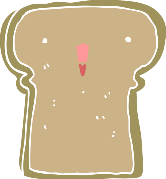 Bir insan tarafından çizilmiş şirin düz renkli çizgi film tostu.