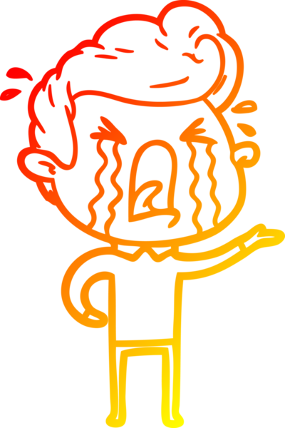 Bir insan tarafından çizilmiş, ağlayan bir çizgi film karakteri.