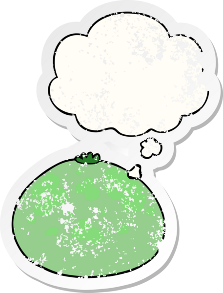 Düşünce baloncuklu çizgi film balonu insan tarafından çizilmiş yıpranmış bir çıkartma gibi.