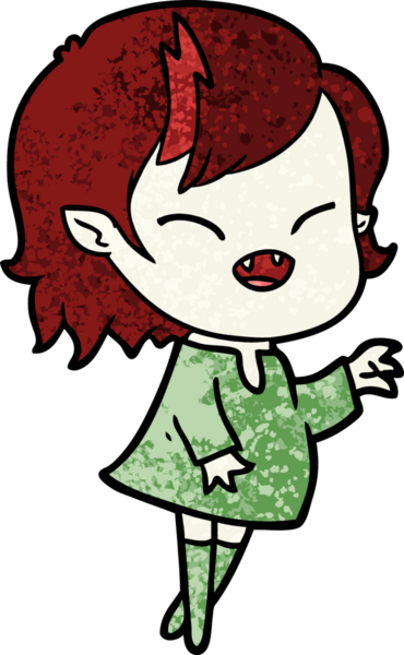 Bir insan tarafından çizilmiş gülen vampir kız çizgi filmi.