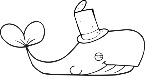 Bir insan tarafından çizilmiş siyah beyaz bir balina şapkası.