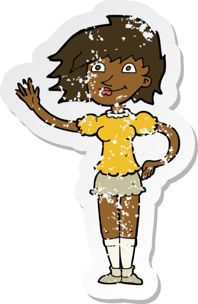 Bir insan tarafından çizilmiş bir karikatür kadının gerilmiş çıkartması.