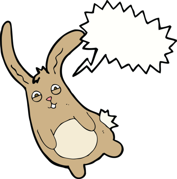 Bir insan tarafından çizilmiş komik bir çizgi film tavşanı.