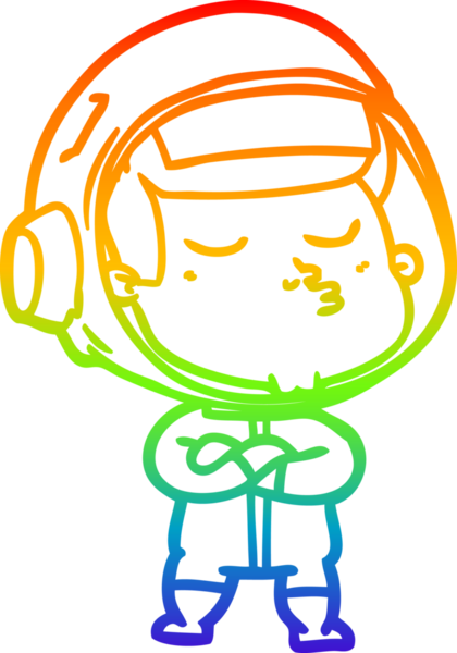 gökkuşağı gradyan çizimi bir çizgi insan tarafından çizilmiş kendinden emin astronot