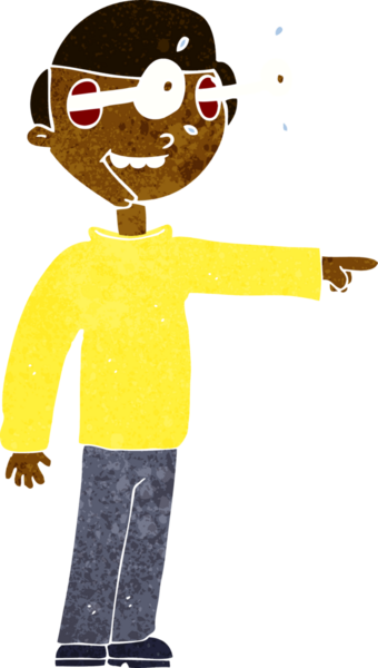 Bir insan tarafından çizilmiş çizgi film bakışlı adam.