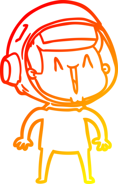 Bir insan tarafından çizilmiş mutlu bir astronotun sıcak çizgi çizimi