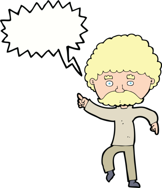 Çizgi film 70 'lerin stil diskosu bir insan tarafından çizilmiş konuşma balonuyla dans ediyor.