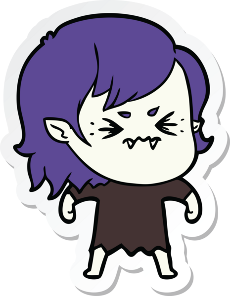 Bir insan tarafından çizilmiş kızgın bir vampir kızın çıkartması.