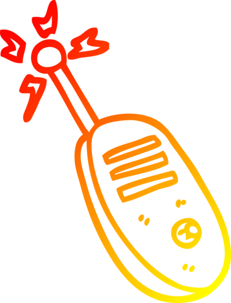 Bir insan tarafından çizilmiş çizgi film telsizinin sıcak gradyan çizimi