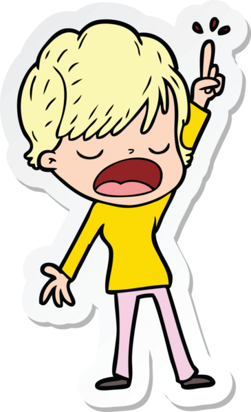 Bir insan tarafından çizilmiş bir karikatür kadının çıkartması.