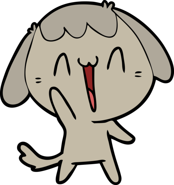 Bir insan tarafından çizilmiş şirin bir çizgi film köpeği.