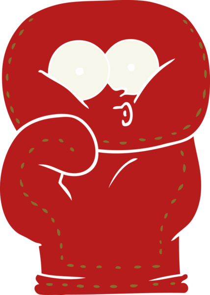 Bir insan tarafından çizilmiş düz renkli çizgi film boks eldiveni