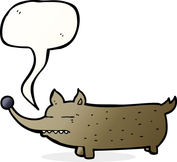 Bir insan tarafından çizilmiş komik, küçük bir köpek.