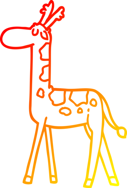 Bir insan tarafından çizilmiş yürüyen bir zürafanın sıcak çizgi çizimi