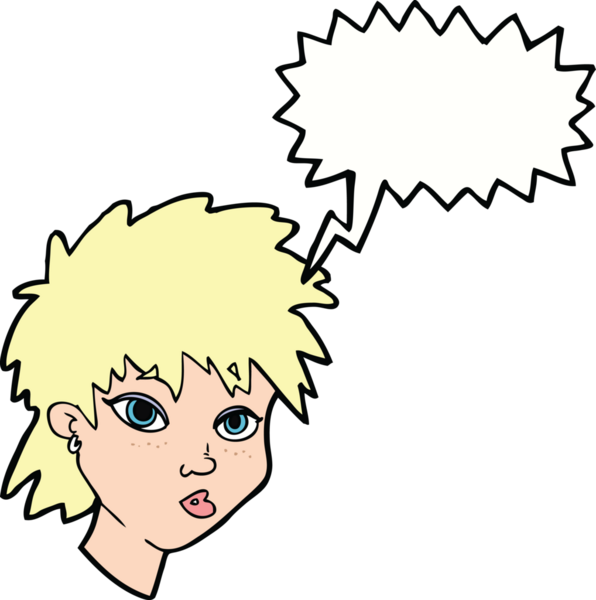 Bir insan tarafından çizilmiş konuşma balonu olan meraklı bir kız.