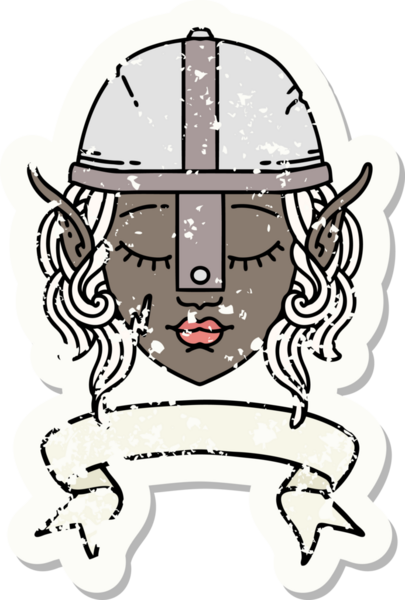 Retro Dövme Tarzı Elf Savaşçı karakteri yüzü Bir insan tarafından çizilmiş pankartıyla