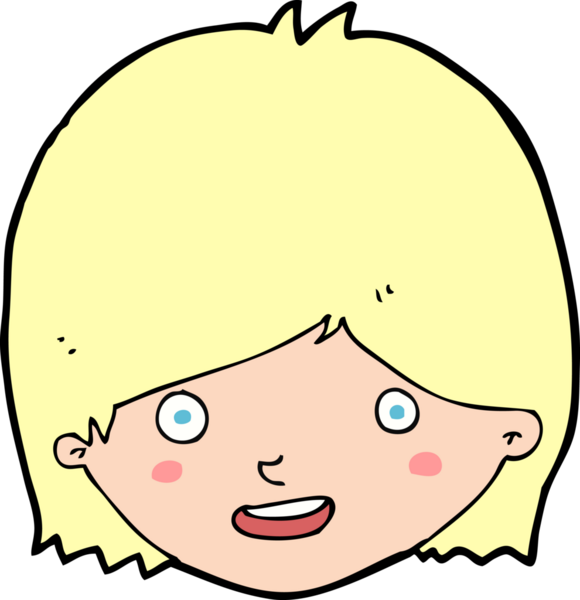 Bir insan tarafından çizilmiş mutlu kadın yüzü.