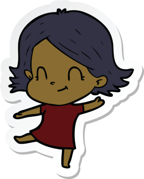 Bir insan tarafından çizilmiş, karikatür dostu bir kızın çıkartması.