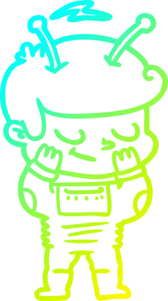 Utangaç bir uzay adamının insan tarafından çizilmiş soğuk gradyan çizimi