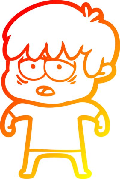 Bir insan tarafından çizilmiş, bitkin bir çocuğun sıcak çizgi çizimi.