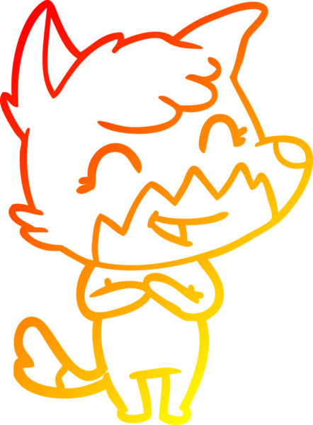 Bir insan tarafından çizilmiş mutlu bir tilkinin sıcak çizgi çizimi