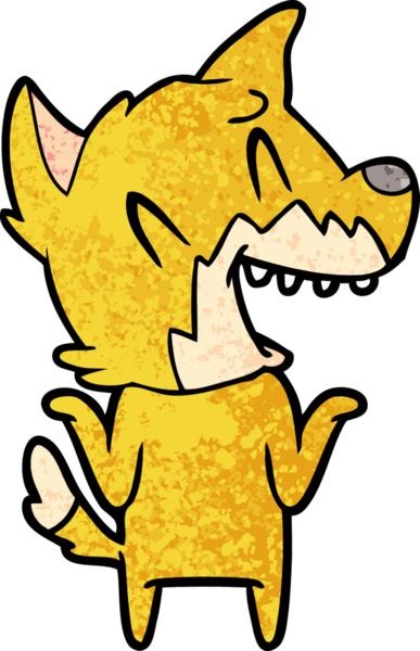 Bir insan tarafından çizilmiş gülen tilki çizgi filmi.