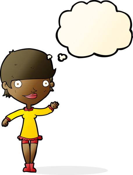 Bir insan tarafından çizilmiş düşünce balonlu bir kadın.