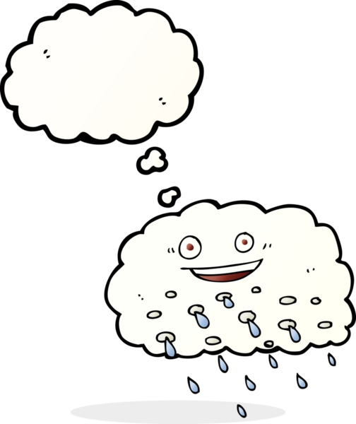 Bir insan tarafından çizilmiş düşünce baloncuklu çizgi film yağmur bulutu
