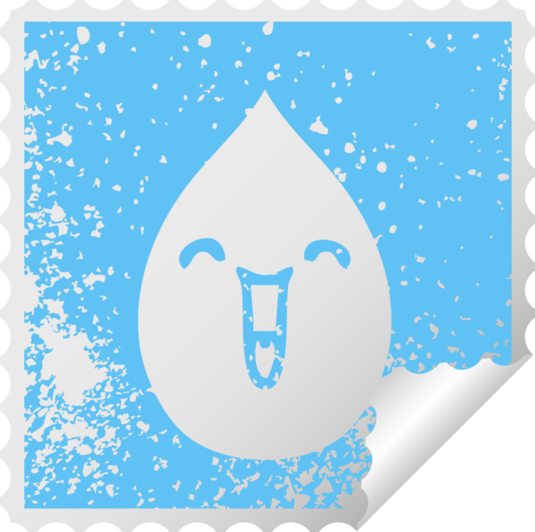 Sıkıntılı kare soyma etiketi tuhaf sembol duygusal yağmur damlası bir insan tarafından çizildi