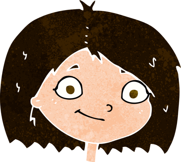 Bir insan tarafından çizilmiş mutlu kadın yüzü.