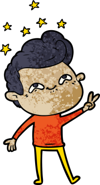 Bir insan tarafından çizilmiş heyecanlı bir çizgi film.