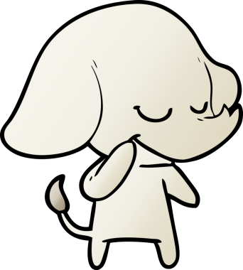 Bir insan tarafından çizilmiş gülümseyen bir fil.