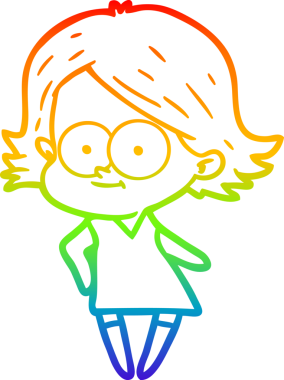 gökkuşağı gradyan çizimi mutlu bir çizgi film kızı bir insan tarafından çizildi