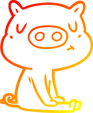 Bir insan tarafından çizilmiş, çizgi film içerikli bir domuzun sıcak çizgi çizimi