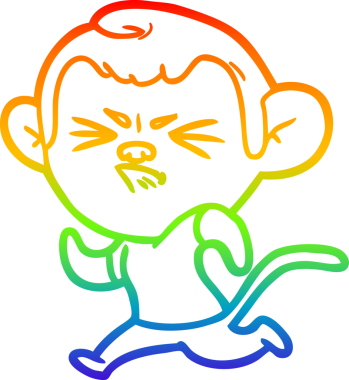 Gökkuşağı gradyan çizgi çizimi bir insan tarafından çizilmiş sinir bozucu bir maymun