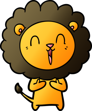 Bir insan tarafından çizilmiş gülen aslan çizgi filmi.