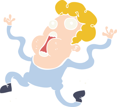 Bir insan tarafından çizilmiş düz renkli karikatür.