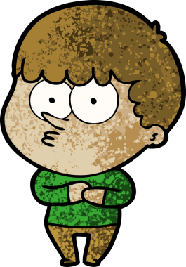 Bir insan tarafından çizilmiş meraklı bir çocuk.