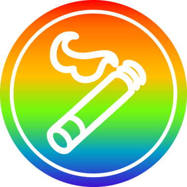 Bir insan tarafından çizilmiş gökkuşağı gradyan ışıklı sigara dairesel simgesi