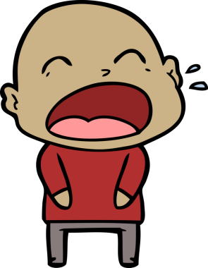 Bir insan tarafından çizilmiş kel adam diye bağıran çizgi film.