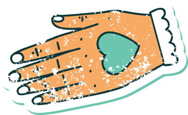 Bir insan tarafından çizilmiş sembolik dövmeli bir el resmi