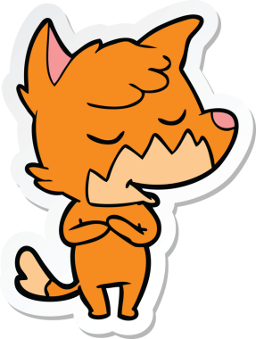 Bir insan tarafından çizilmiş dost canlısı bir tilkinin çıkartması.