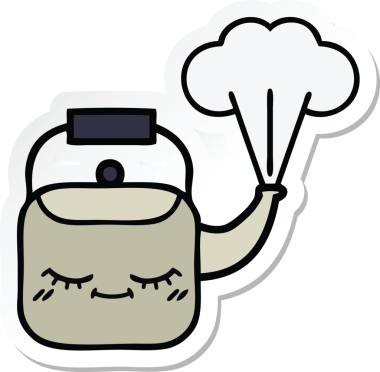 Bir insan tarafından çizilmiş dumanı tüten şirin bir çizgi film çıkartması.