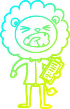 Bir insan tarafından çizilmiş karikatür aslanı çizimi.