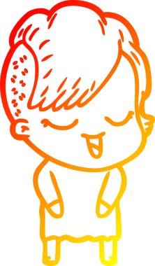 Bir insan tarafından çizilmiş mutlu bir çizgi film kızı çizimi