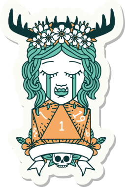 Ağlayan bir Ork Druid karakterinin çıkartması. Bir insan tarafından çizilmiş doğal bir rulo.